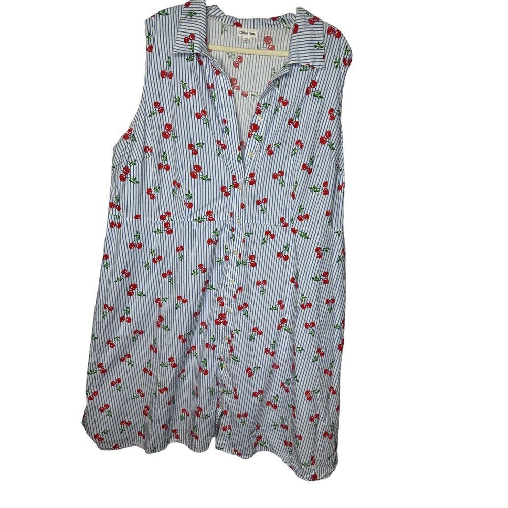 Chloe + Rene Cherry Striped 1950s A-Line Midi Dress 3X